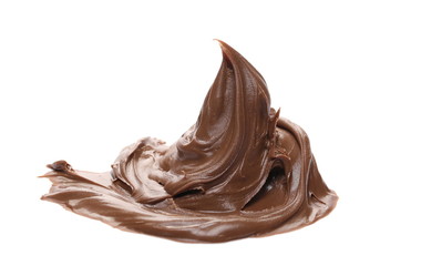 Chocolate cream spread isolated on white background