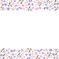 ピンクと紫の花のフレーム　帯