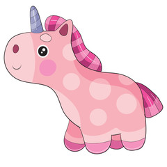 unicorn toy stands and waits for someone to play with it, isolated object on a white background,
