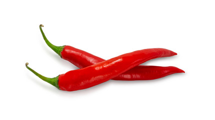 Fresh red chili isolated on white color background.