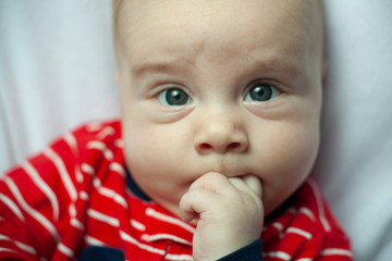 Close up portrait newborn baby boy