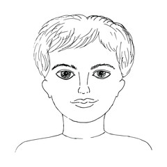 A sketch of a portrait of a boy.