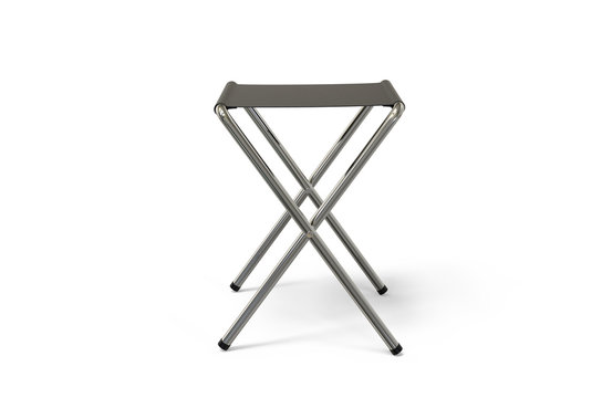 Folding camping stool on isolated white background, 3d illustration