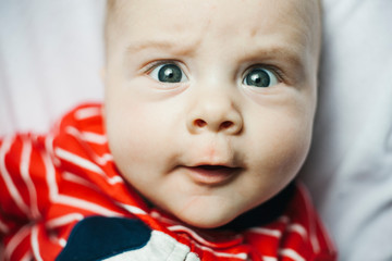 Close up portrait, newborn baby boy