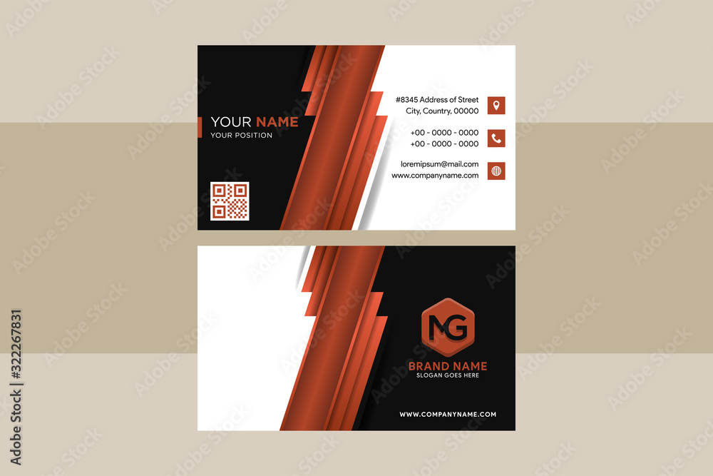 Poster modern, simple & luxury standard business card design with gradient brown, white and black colors. h