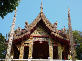 Beautifully decorated facade of Wat Phrathat Doi Southep in Chiangmai Thailand 