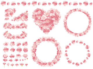 桜の水彩フレームセット-Watercolor cherry blossom design parts
