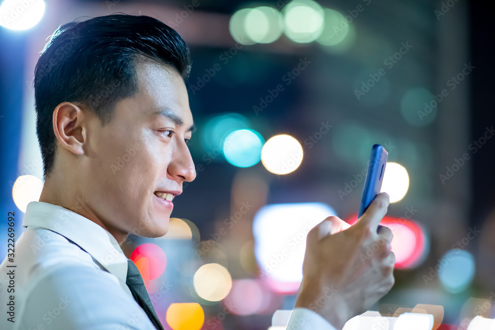 Poster man use facial recognition system