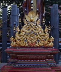 Fototapeta na wymiar Beautifully decorated facade of Wat Phrathat Doi Southep in Chiangmai Thailand 