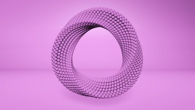 3d render Abstract ring rotating. Moebius ring. White clean rings animation. Motion design. Smooth hypnotic pattern. Seamless loop.