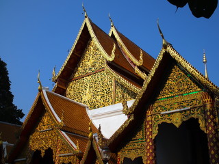 Beautifully decorated facade of Wat Phrathat Doi Southep in Chiangmai Thailand 