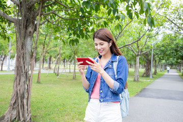 young asian girl use phone