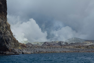 Crater. Whakaari White Island. Volcano. New Zealand. Taupo Volcanic Zone.