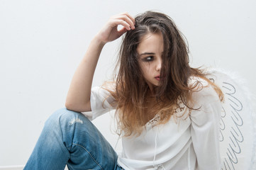 Obraz premium girl like an angel with wings