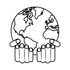 hands lifting world planet earth ecology icon
