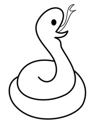 とぐろを巻いたヘビ舌(線画)