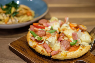 Pizza with Ham and Bacon