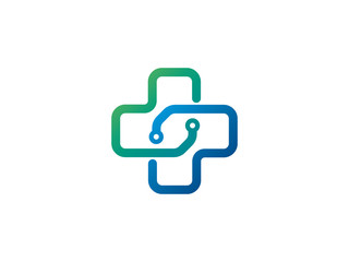 Medical and technology logo symbol or icon template