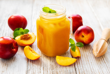 Nectarine juice with fresh fruits