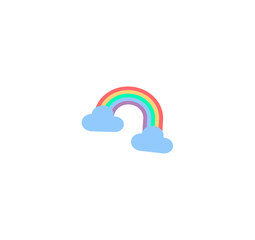 Fototapeta premium Weather forecast vector icon - rainbow with clouds. Flat cartoon weather illustration vector
