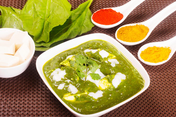Palak Paneer, popular Indian dish made with spinach and cottage cheese