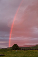 Rainbow and sunset at Tongariro National Park New Zealand