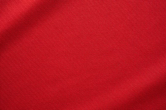 Red Sports Clothing Fabric Football Jersey Texture Close Up Stock