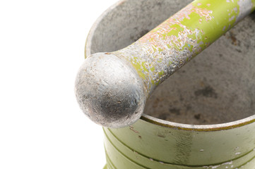 Mortar for squeezing food on a white background