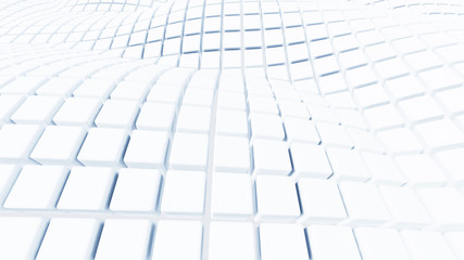 Abstract White Cubic Waving Surface Futuristic Background