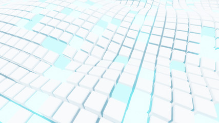 Abstract White Cubic Waving Surface Futuristic Background