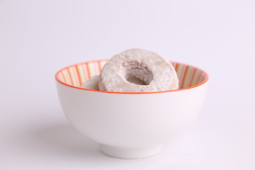 homemade bagel with sugar in bowl