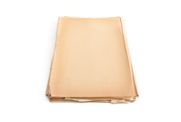 yellowed vintage paper isolated on white background