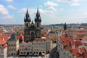 Fototapeta na wymiar The Church of Mother of God before Týn on Staromestska (Old Town) square. Prague, Czech Republic