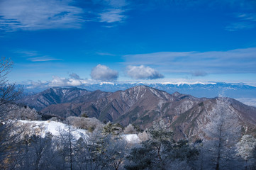 Fototapeta na wymiar 三ツ峠,冬山,雪,青空,風景,景色