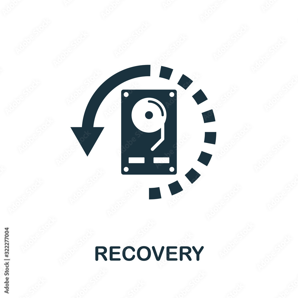 Poster recovery icon. simple element from data organization collection. filled recovery icon for templates,