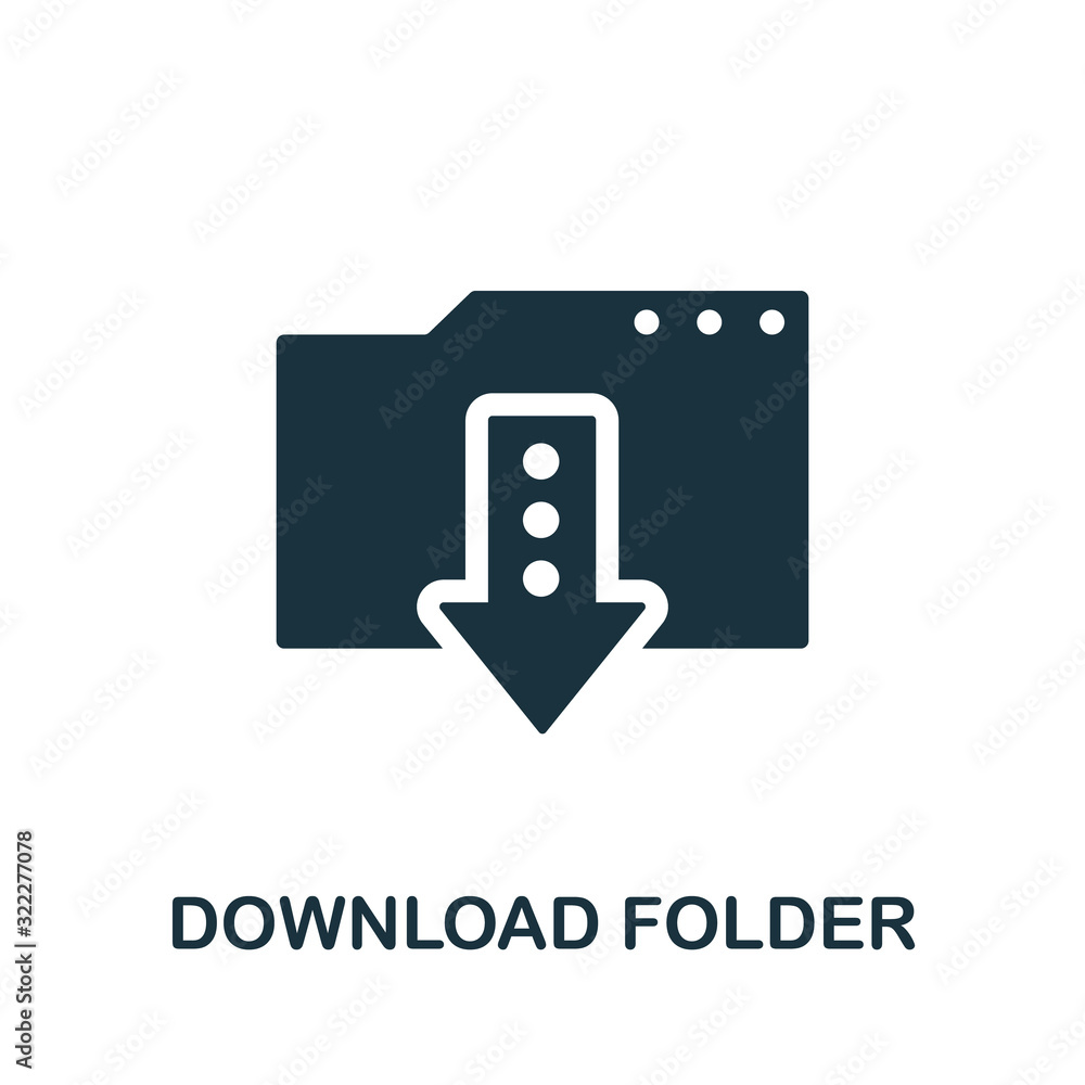 Poster download folder icon. simple element from data organization collection. filled download folder icon 