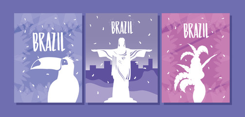 brazil carnival poster with set icons