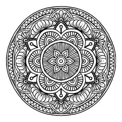 Outline Mandala decorative round ornament, hand drawn style - vector oriental ornament