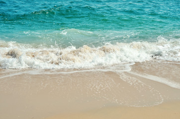 Fototapeta na wymiar Sea and sand, beautiful beach, daylight, holiday summer concept
