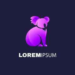 Abstract silhouette of koala in gradient color style on dark background. Vector trend icon. © yanabear