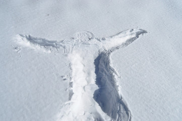 Human body print on fresh snow