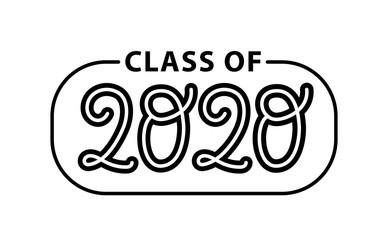 Graduate 2020. Class of 2020. Lettering Graduation logo stamp. Vector illustration. Template for graduation design, party, high school or college graduate, yearbook.
