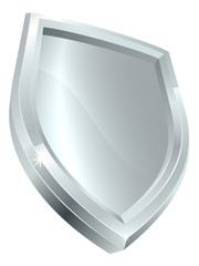 A shield silver shiny metal icon design element