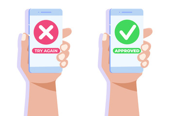 Payment error and approved concept. Vector illustration.