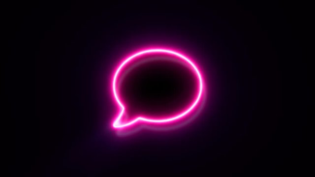 Pink neon chat bubble sign blinks and appear in center