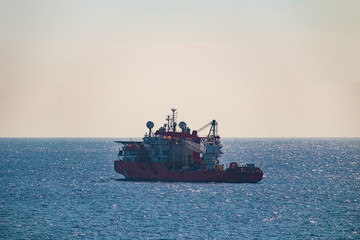 Offshore ship crane in the sea