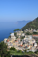 Obraz premium BEAUTIFUL VIEW CINQUE TERRE COAST MANAROLA RIOMAGGIORE ITALY EUROPE