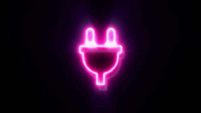 Pink neon plug sign blinks and appear in center