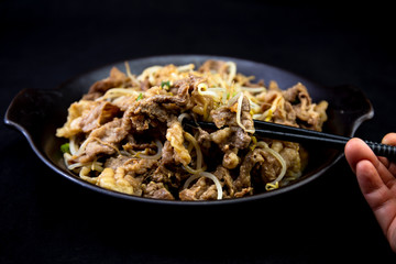 Fried Beef Brisket and mung bean sprout with soy sauce