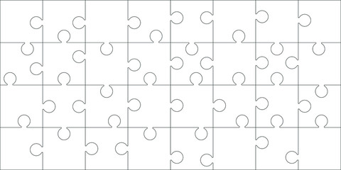 Puzzles grid. Jigsaw puzzle 32 pieces, thinking game. 